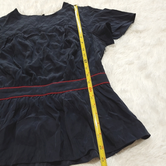 ⬇️Price Drop! Frame 100% Silk Peplum Top - Navy Blue/Red - Picture 13 of 13